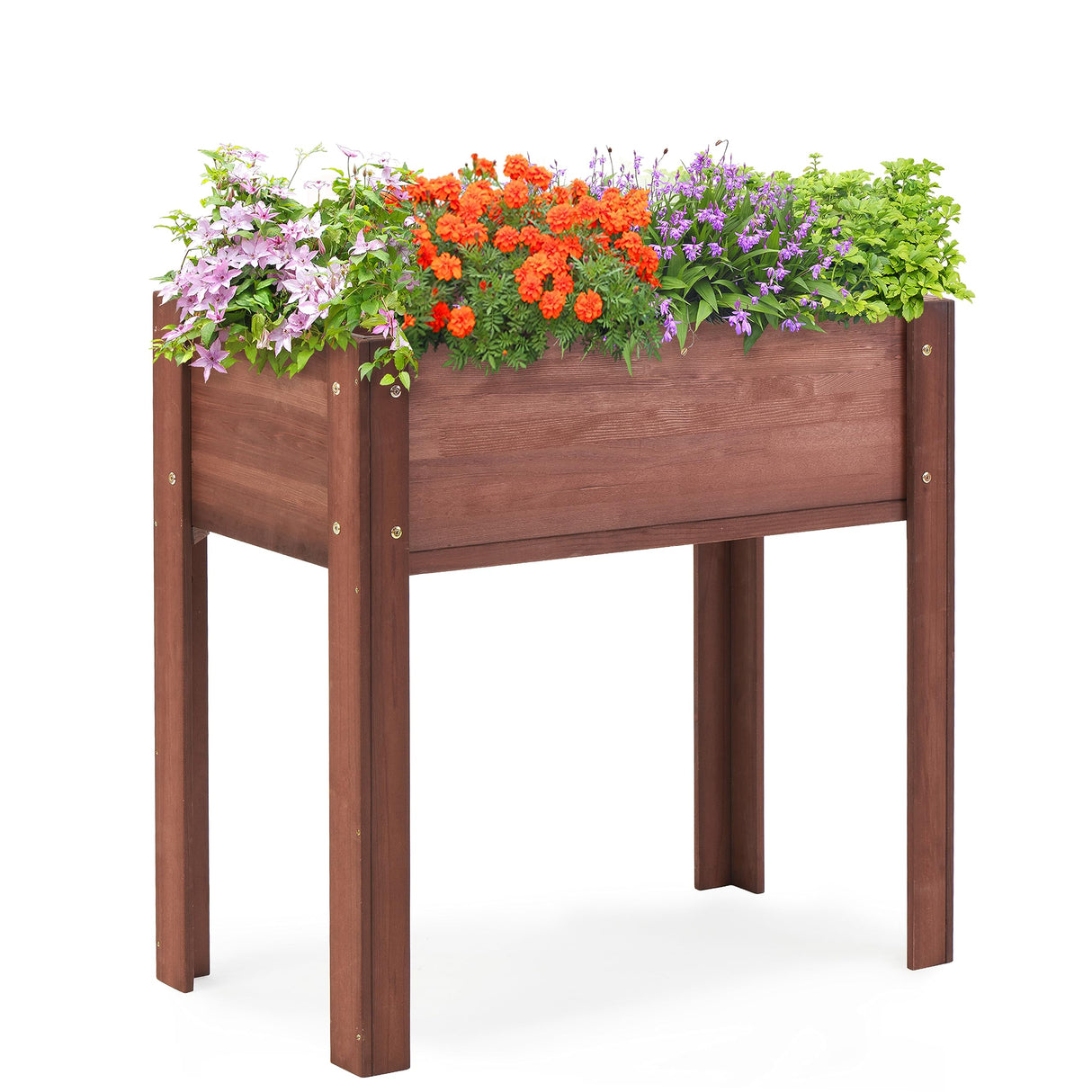 Raised Garden Bed with Legs, 31x16x31'', Outdoor Wood Elevated Planter Box, Grey Cedar, Thick Legs, w/Liner SoliWood