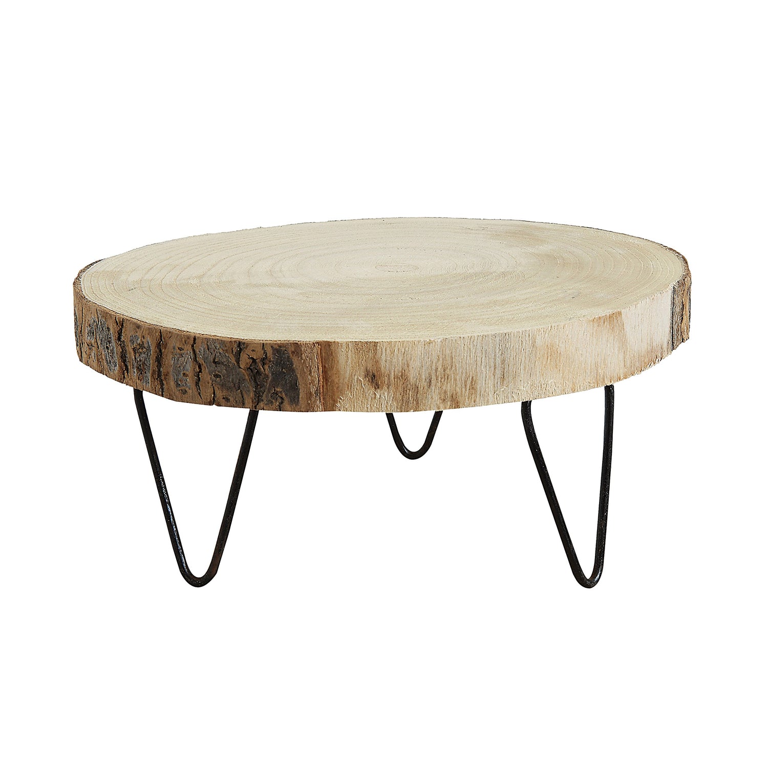 Creative Co-Op Small Paulownia Wood Pedestal with Metal Legs Creative Co-Op