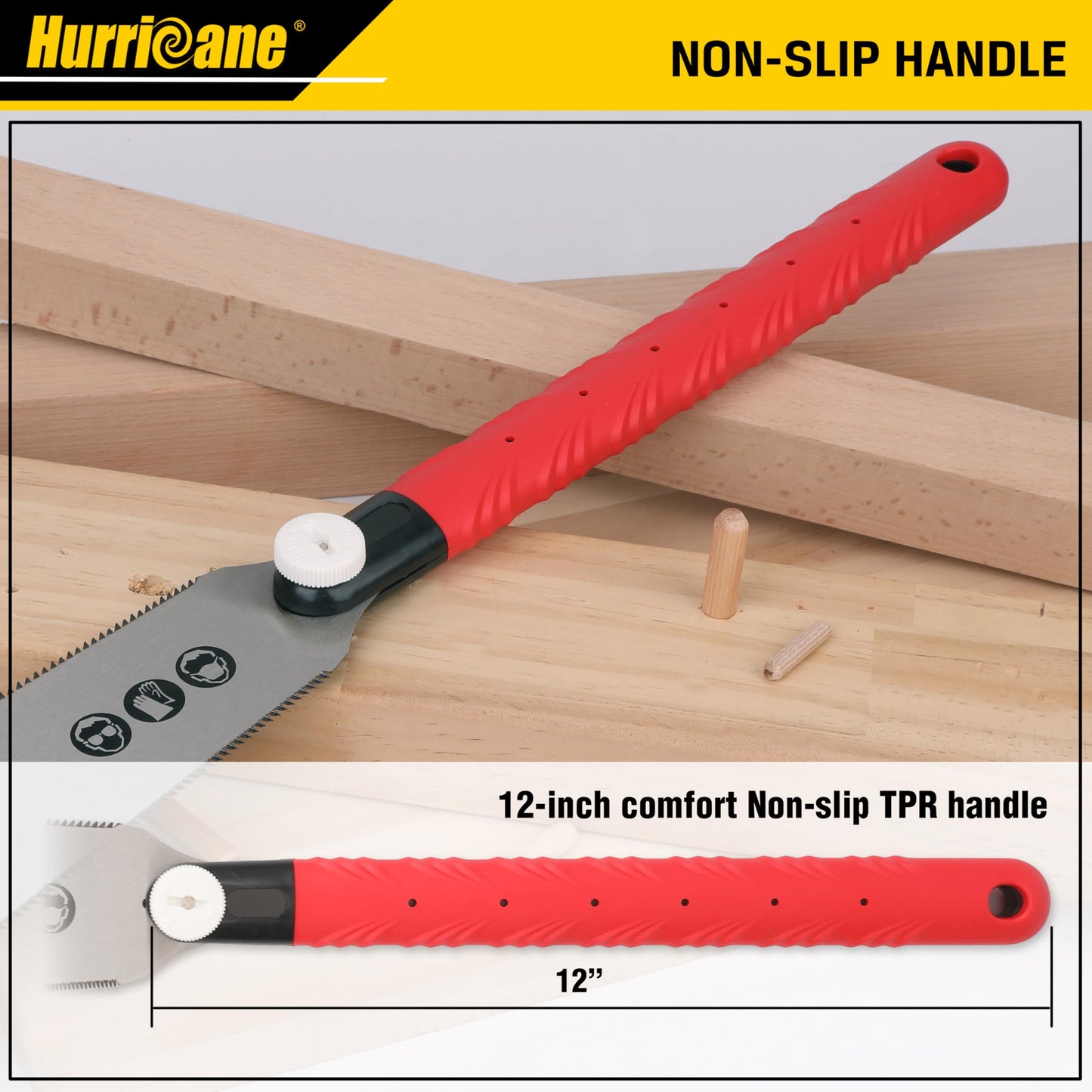 HURRICANE Japanese Pull Saw Hand Saw, 10 Inch (250mm) Flush Cut Saw Woodworking Tools, Double Edge Sided, SK 5 Flexible Blade, 6-10/18 TPI, Non-slip - WoodArtSupply