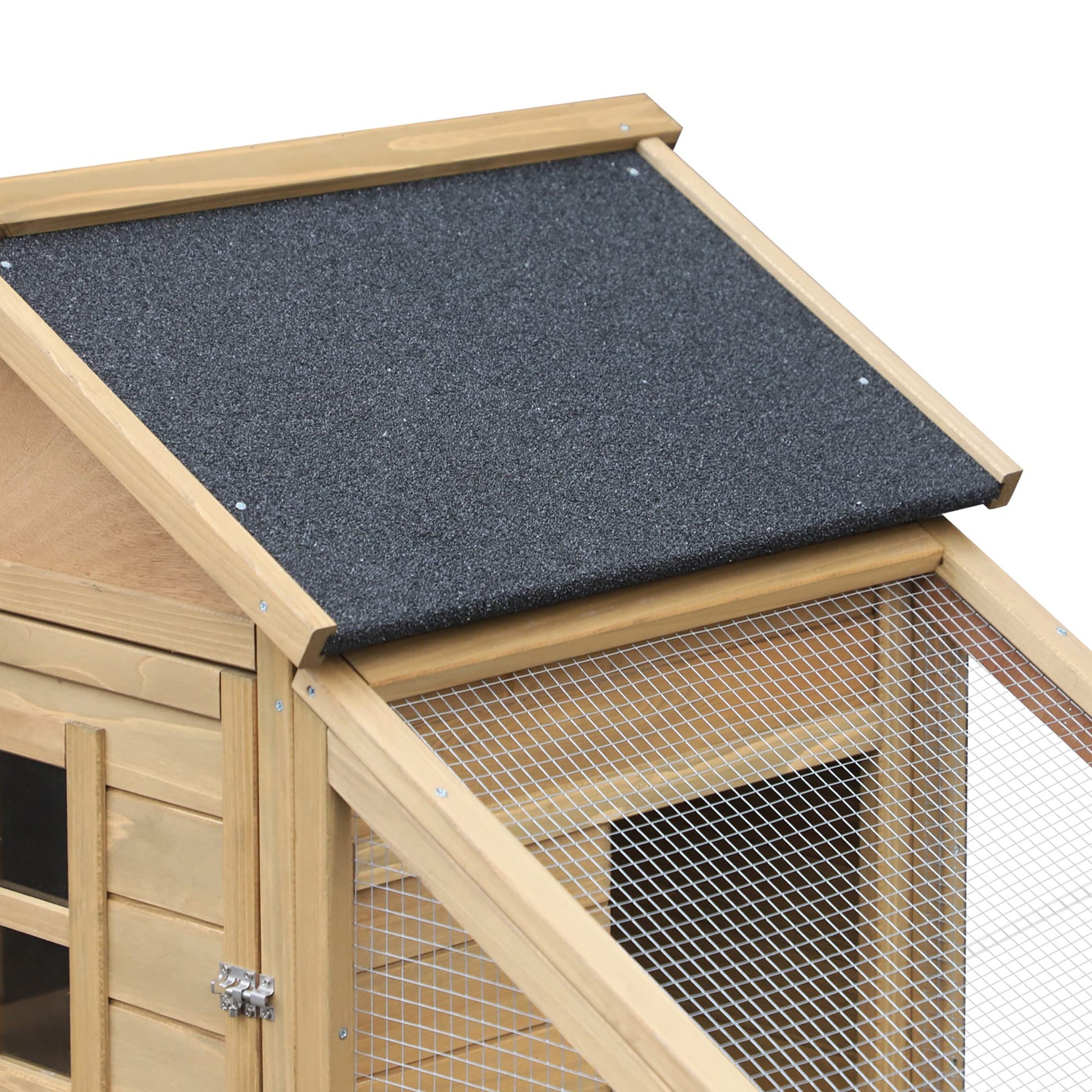 PawHut 69" Wooden Chicken Coop, Poultry Cage Hen House with Connecting Ramp, Removable Tray, Ventilated Window and Nesting Box, Natural - WoodArtSupply