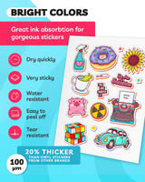 Sticker Paper for Inkjet Printer - Printable Vinyl Sticker Paper - Sticker Paper - (30 Sheets, 8.5 x 11", Matte White) - Sticker Printer Paper - Paper Plan