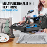 Topdeep Pro Heat Press 15x15 Inch, 5 in 1 Heat Press Machine with 30 OZ Tumbler Press, Swing Away T Shirt Pressing Machine, Combo Tumbler Heat Press Topdeep