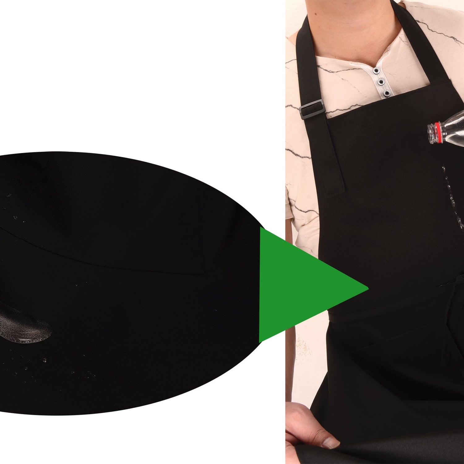 SEW UR LIFE Black Professional Resist Water Adjustable Extra Long Bib Apron 3 Pockets Home Kitchen Garden Restaurant Cafe Bar Pub Bakery for Cooking SEW UR LIFE