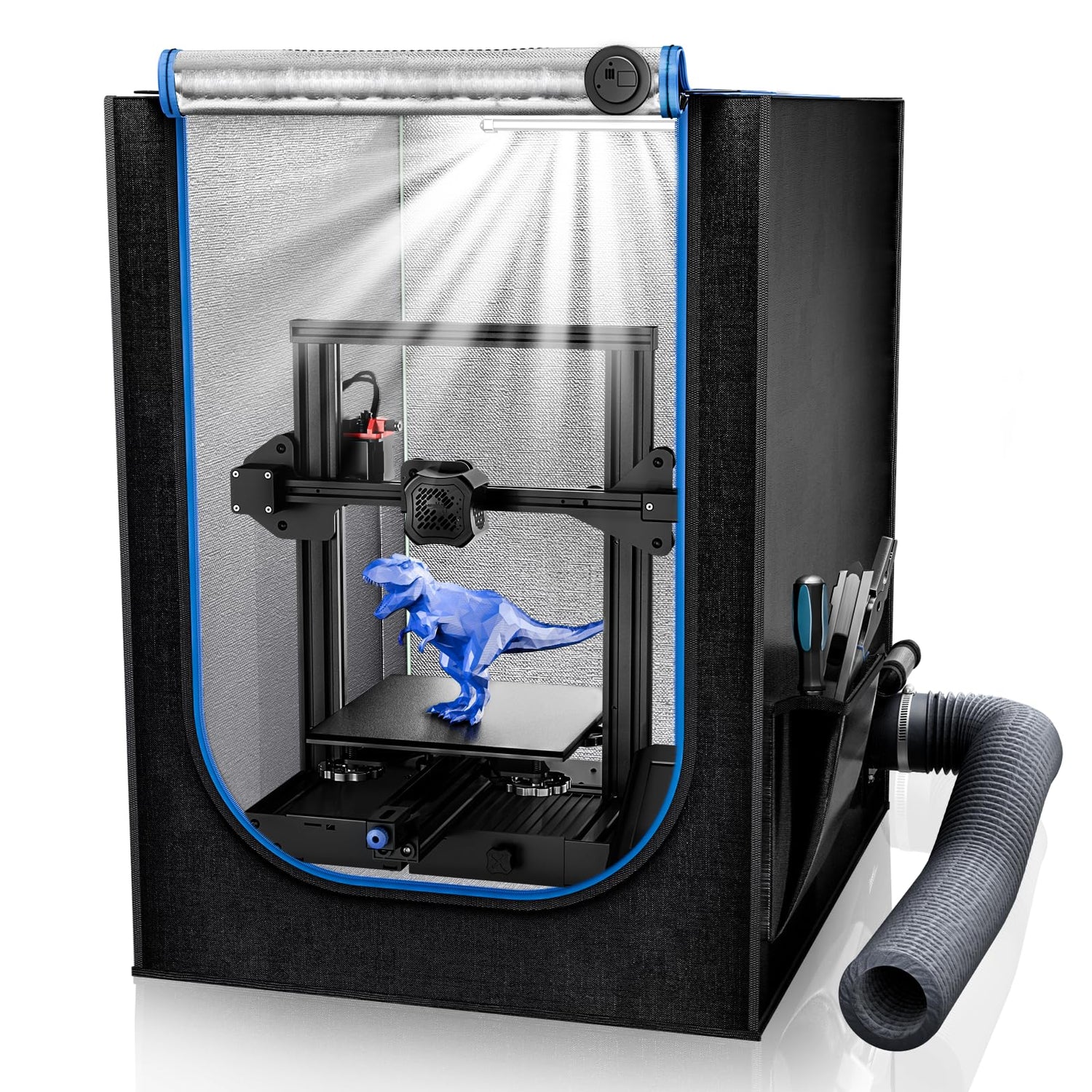 3D Printer Enclosure with LED Light,Thermo-Hygrometer,Ventilation Kit, Premium Fireproof Dustproof Tent Constant Temperature Protective Cover for YOOPAI
