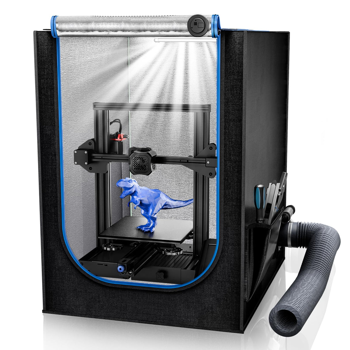 3D Printer Enclosure with LED Light,Thermo-Hygrometer,Ventilation Kit, Premium Fireproof Dustproof Tent Constant Temperature Protective Cover for YOOPAI
