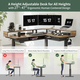 FEZIBO 63" L Shaped Standing Desk with LED Strip, Electric Triple Motor Sit Stand up Corner Desk Height Adjustable with Monitor Stand & Shelves, 2 FEZIBO