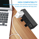 CCCEI 3 Outlet Desk Clamp Power Strip with USB Ports, Desktop Power Strip Surge Protector 1200J. Desk Mount Charging Power Station, on Desk Edge CCCEI