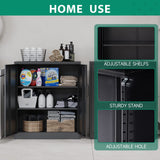 Letaya Metal Storage Cabinets with Lock, Small Locker Steel Cabinets, Adjustable Shelves 2 Doors for Home,Office, Warehouse,Garage(Black-36) Letaya