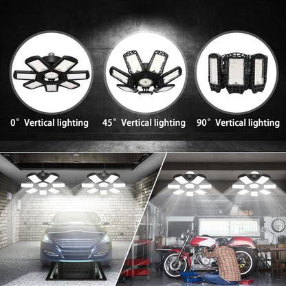 2 Pack LED Garage Light, 240W LED Shop Light Garage Lights, Ceiling Light Garage Lighting with 7+1 Deformable Panels, 24000LM E26/E27 LED Lights for - WoodArtSupply