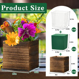 Dandat 18 Set Wood Cube Planter Box Square Wood Vase Rustic Cube Planter Box with Removable Plastic Liner Floral Foam Blocks for Centerpieces Home Dandat