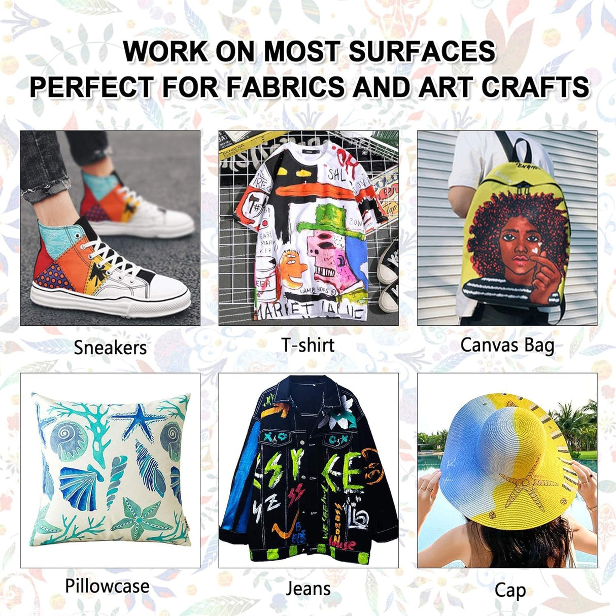 Fabric Paint, Shuttle Art 18 Colors Permanent Soft Fabric Paint in Bottles (60ml/2oz) with Brushes, Palette, Stencils, Non-Toxic Textile Paint for Shuttle Art