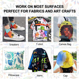 Fabric Paint, Shuttle Art 18 Colors Permanent Soft Fabric Paint in Bottles (60ml/2oz) with Brushes, Palette, Stencils, Non-Toxic Textile Paint for Shuttle Art