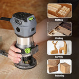WORKPRO Compact Router Kit, 6.5 Amp Corded Hand Trimmer Router Tool, 6 Variable Speeds Wood Router for Woodworking Slotting Trimming WORKPRO