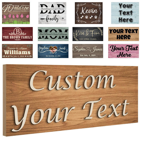 Custom Signs Personalized Wood Sign 3D Home Decor Gifts with Text Customized Wooden Signs Welcome Family Board for Rustic Wall Room Kitchen Farmhouse Farmelov