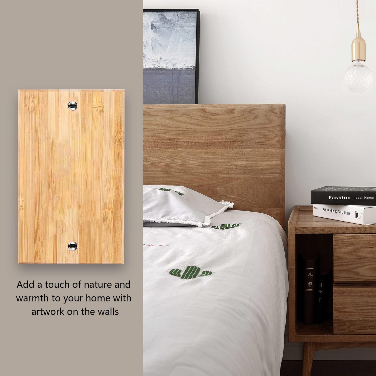 Solid Wood Single Rocker Light switch Plate 4.5" X 2.76" Wooden Decorative Blank Light Switch Cover Wall Plate Bamboo Quality Light Switch Plate Suluor