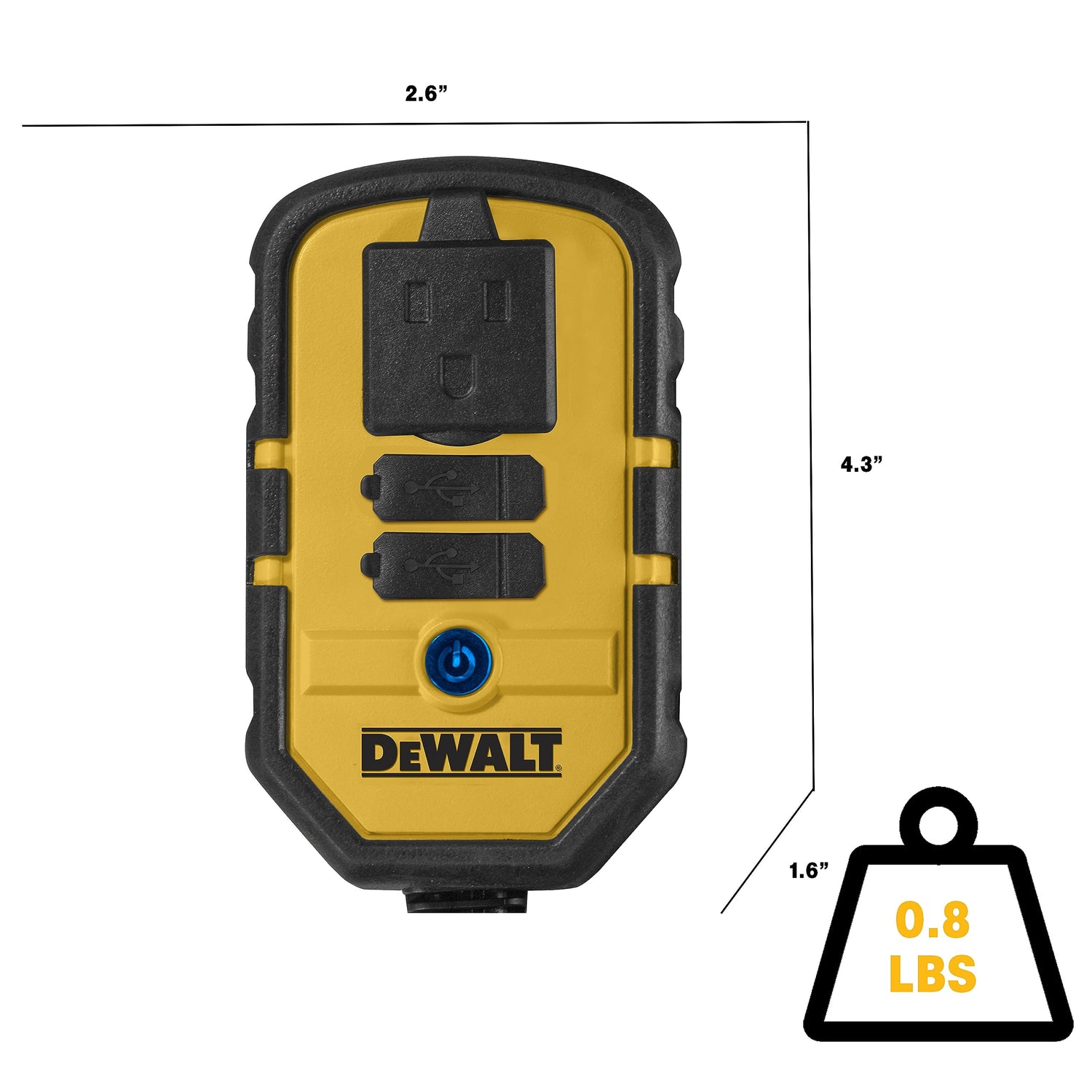 DEWALT DXAEPI140 Power Inverter 140W Car Converter: 12V DC to 120V AC Power Outlet with Dual 3.1A USB Ports DEWALT