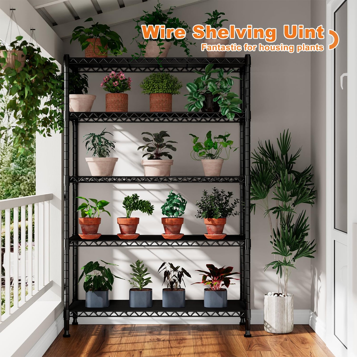 REIBII Wire Shelving Rack with Wheels Storage Shelves with Wheels 73.6" H Metal Shelving Unit Load 1750LBS Adjustable 5 Tier Metal Shelves for REIBII