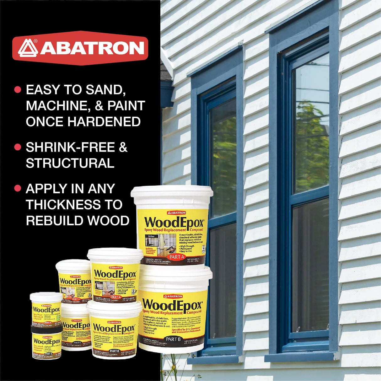 Abatron WoodEpox Kit - 2 Quart - 2-Part Structural Epoxy Adhesive Filler - Wood Filler Putty Abatron