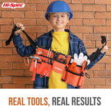 Hi-Spec 16pc Orange Kids Tool Set & Child Size Tool Belt With Real Metal Hand Tools for Building, Woodwork & Construction Learning Hi-Spec
