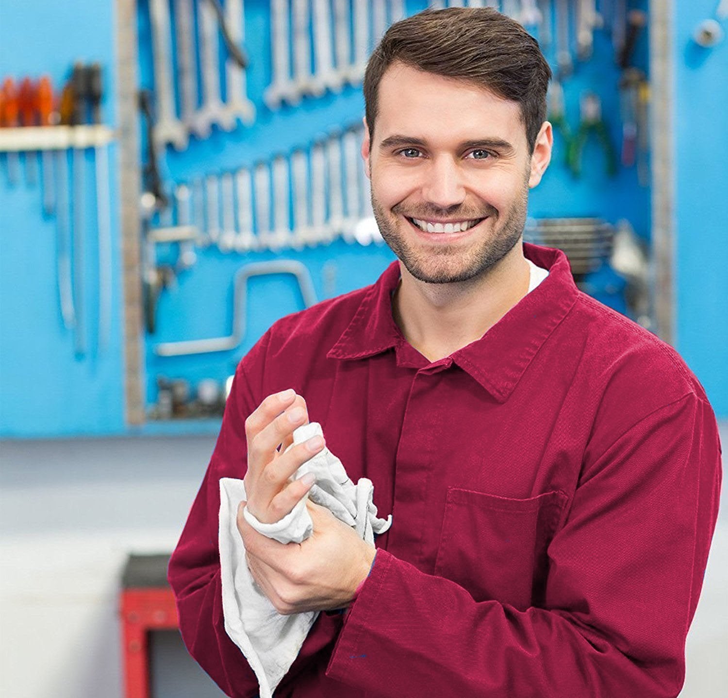 SIMPLI-MAGIC 79142 Shop Towels 14"x12", Pack of 150, Cotton, White SIMPLI-MAGIC