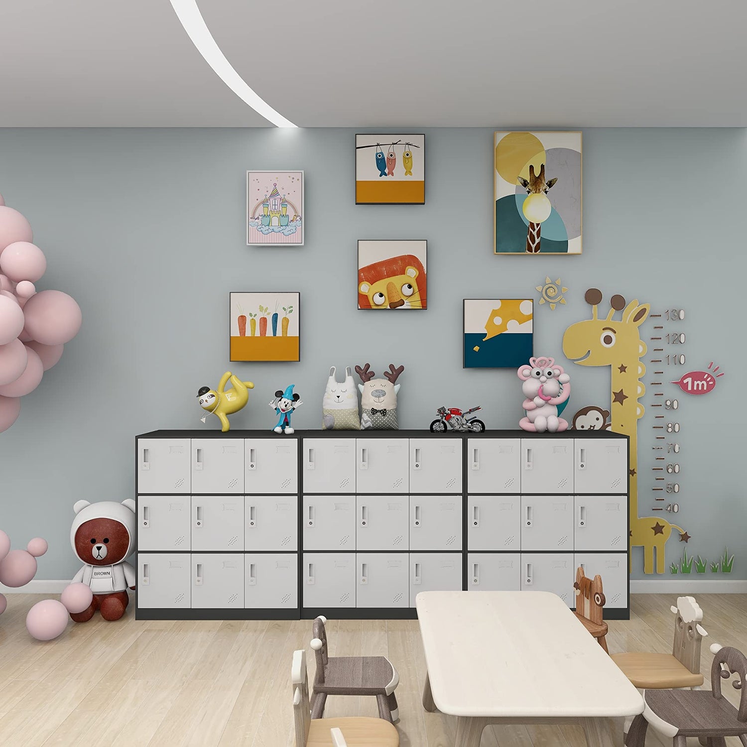 LINGZOE 9 Door Metal Storage Locker Cabinet for Employees，Steel Cabinet to Storage Toys, Shoes and Clothes，Locker Organizer for Gym Office Bedroom LINGZOE