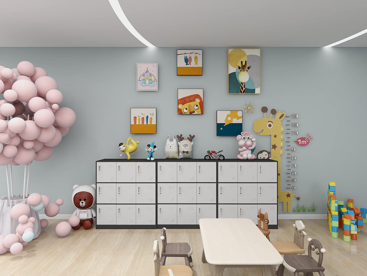 LINGZOE 9 Door Metal Storage Locker Cabinet for Employees，Steel Cabinet to Storage Toys, Shoes and Clothes，Locker Organizer for Gym Office Bedroom LINGZOE