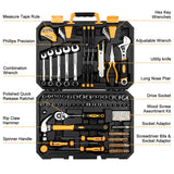 DEKOPRO 158 Piece Tool Set-General Household Hand Tool Kit,Auto Repair Tool Set, with Plastic Toolbox Storage Case DEKOPRO