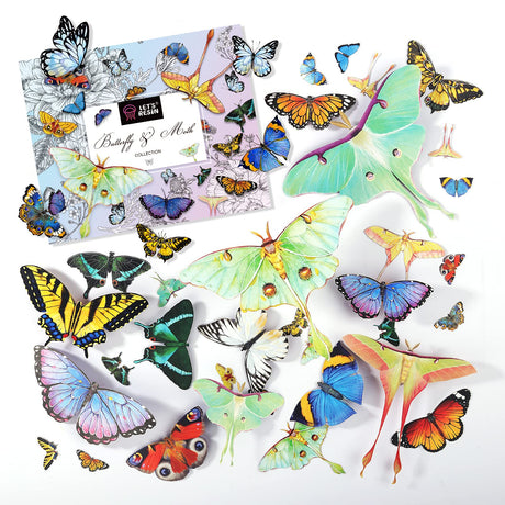 LET'S RESIN Realistic Paper Butterfly Moth,46 Pcs Double-Sided Faux Butterfly,Vintage Floral Decoration,Epoxy Resin Supplies/ Accessories for Resin LET'S RESIN