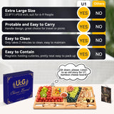 Cheese Board Charcuterie Gift Folding - Bamboo Sturdy Easy to Storage Magnetic Mount Serving Platter with Knife Travel Picnic Cheese Tray Set UTCG