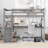 MERITLINE Modern Full Size Loft Bed with Desk, Shelves, and Storage Drawers for Kids and Teens MERITLINE