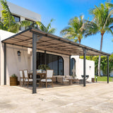 AECOJOY 20' x 12' Gazebo for Patio, Large Wall-Mounted Hard Top Lean-to Gazebo Pergola with Roof 12' x 20' on Clearance, Heavy Duty Patio Awnings for AECOJOY