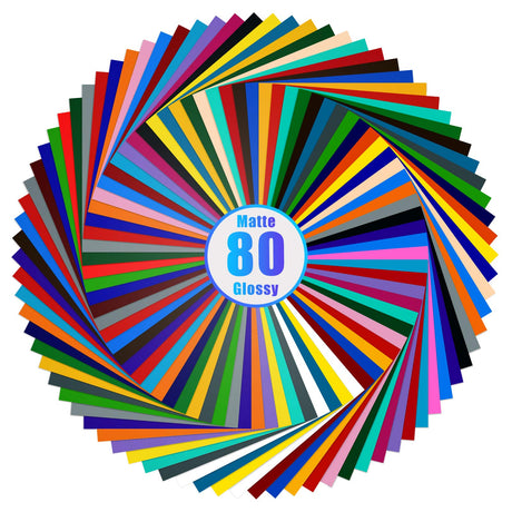 Lya Vinyl 80 Self Adhesive Vinyl, 40 Matte & 40 Glossy Color Permanent Vinyl Sheets for Cricut and Silhouette, Party Decoration, Sticker, Craft Lya Vinyl