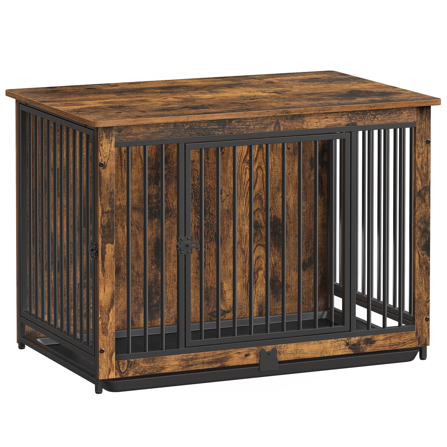 Feandrea Dog Crate Furniture, 38 Inches Dog Kennel for Dogs up to 70 lb, with Removable Tray, Heavy-Duty Dog Cage End Table, Double Doors Dog House, - WoodArtSupply