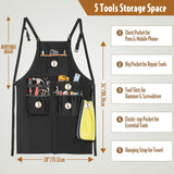 HODRANT Work Tool Apron, Heavy-duty Canvas Woodworking Apron for Men & Women with Dual Shoulder Straps & Adjustable Buckle, Utility Shop Apron for HODRANT