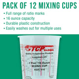 Custom Shop - Pack of 12 Each - 16 Ounce Paint Mixing Cups - 1 Pint - Cups Have calibrated Mixing ratios on Side of Cup Custom Shop