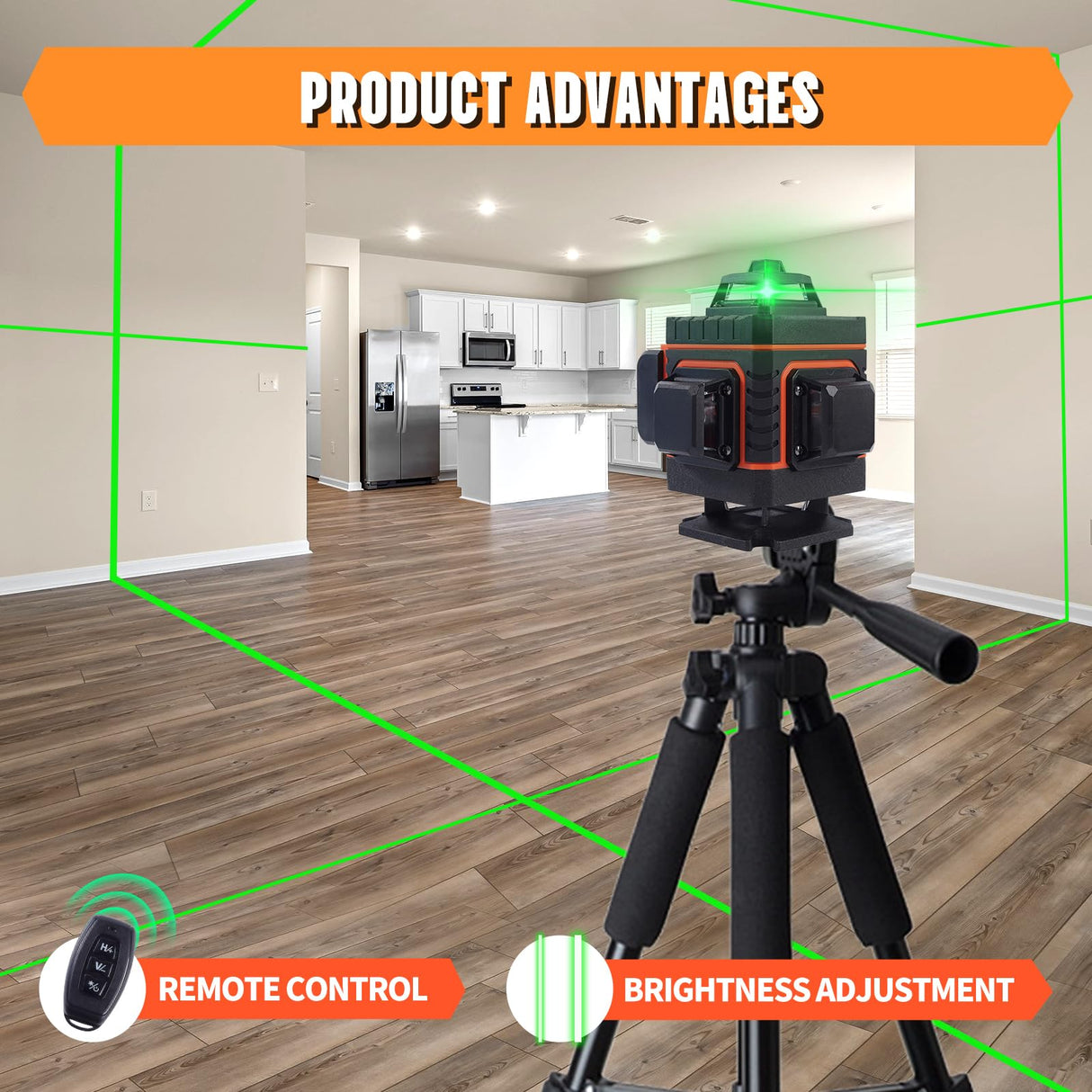 16 Lines Laser Level Tool 4x360 Self Leveling Green Lazer Line Level, 4D Green Cross Line Leveler Tool Laser for Picture Hanging, with Cloth bag and Segroptera