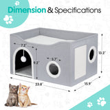 Heeyoo Cat House for Indoor Cats - Large Cat Bed Cave with Fluffy Ball and Scratch Pad, Foldable Cat Condos, Cat Cubes, Cat Hideaway, Covered Cat Bed Heeyoo