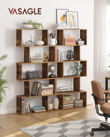 VASAGLE Rustic Brown 5-Tier Bookshelf and Room Divider with Sturdy Design VASAGLE