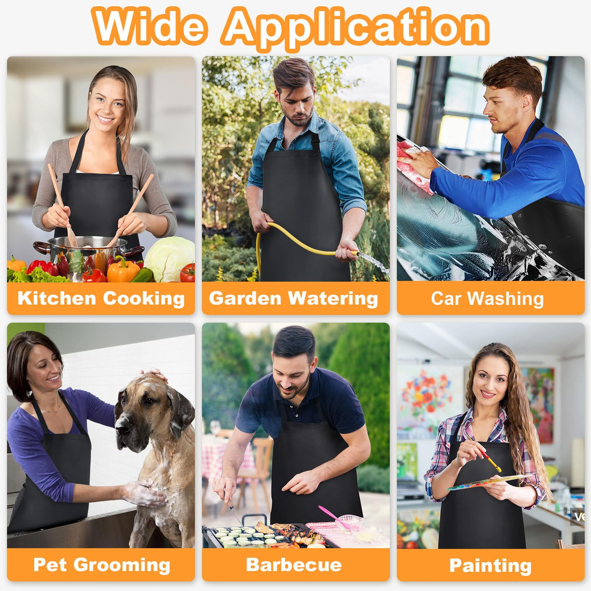 Gotega 4 Pack Waterproof Rubber Vinyl Apron Adjustable Bib Apron - Cooking Kitchen Apron for Women Men Chef Heavy Duty Work Apron for Dishwashing Lab Gotega