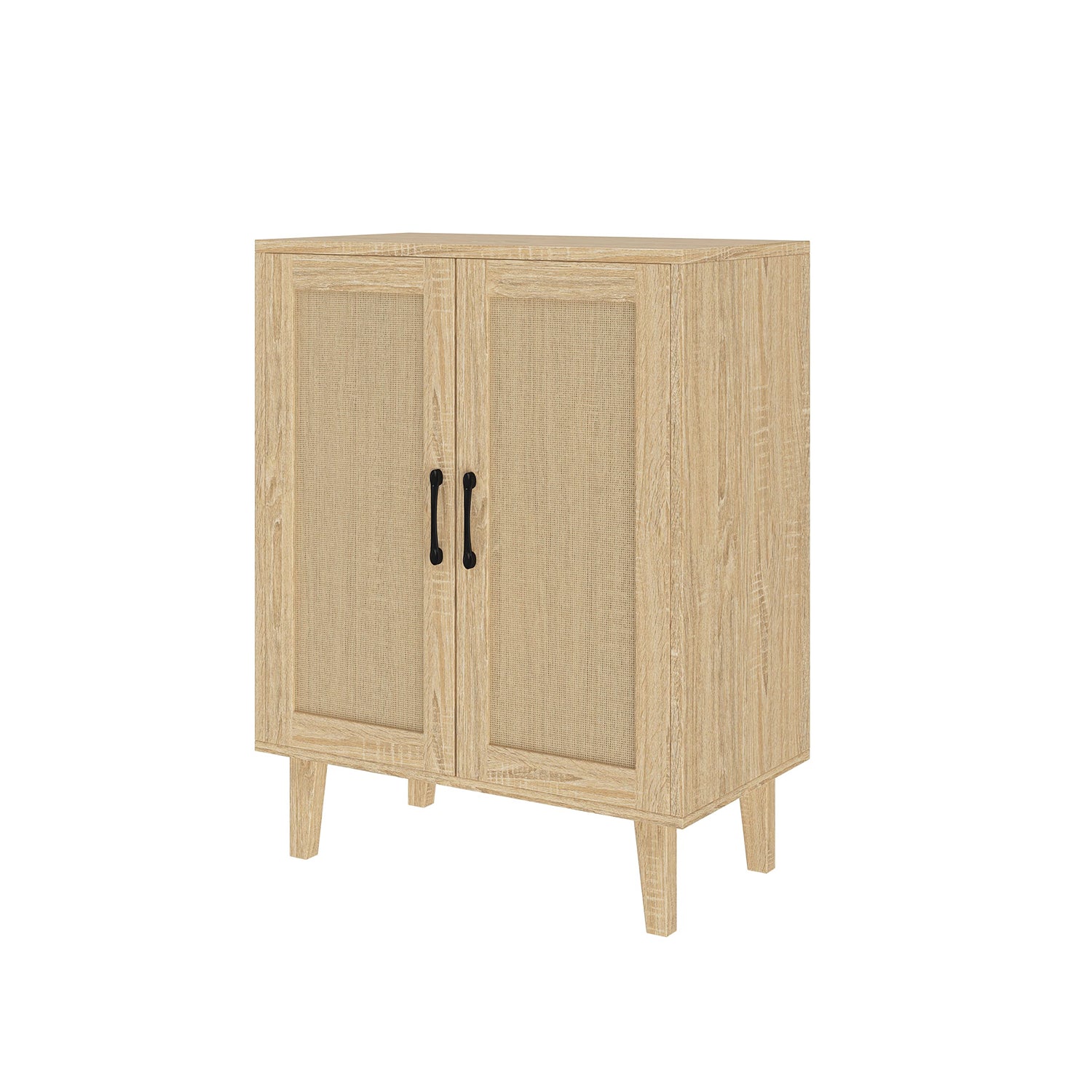 Panana Buffet Cabinet Sideboard with Rattan Decorated Doors Kitchen Storage Cupboard Accent Cabinet (Natural Wood) Panana
