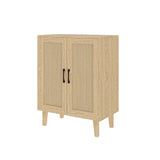 Panana Buffet Cabinet Sideboard with Rattan Decorated Doors Kitchen Storage Cupboard Accent Cabinet (Natural Wood) Panana
