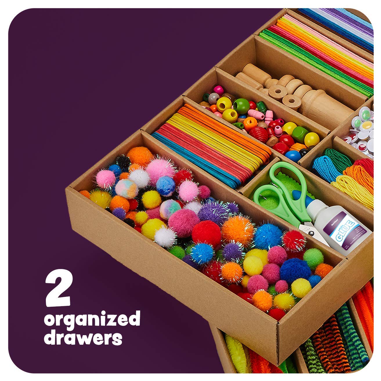 Arts and Crafts Vault - 1000+ Piece Craft Supplies Kit Library in a Box for Kids Ages 4 5 6 7 8 9 10 11 & 12 Year Old Girls & Boys - Crafting Set Dan&Darci