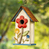 glitzhome GH90098 Distressed Decorative Solid Wood Birdhouse, 10.25 Inch Tall, White glitzhome