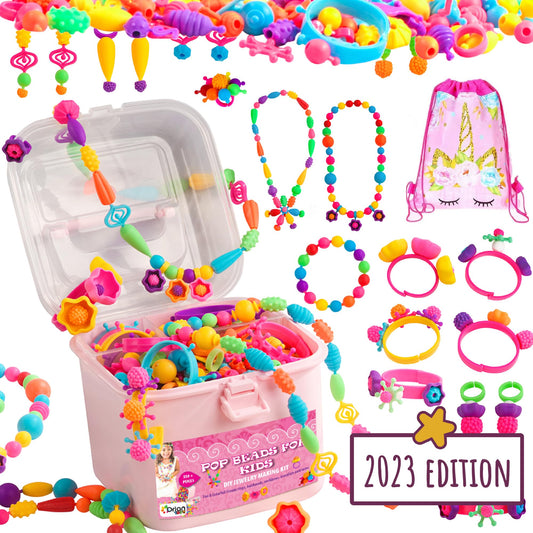 ORIAN Pop Beads Jewelry Making Kit for Girls, 550+ Piece Set for Girls Ages 3 and Up,Colorful Snap Beads,Bracelet,Necklaces and Rings Unicorn Gift - WoodArtSupply