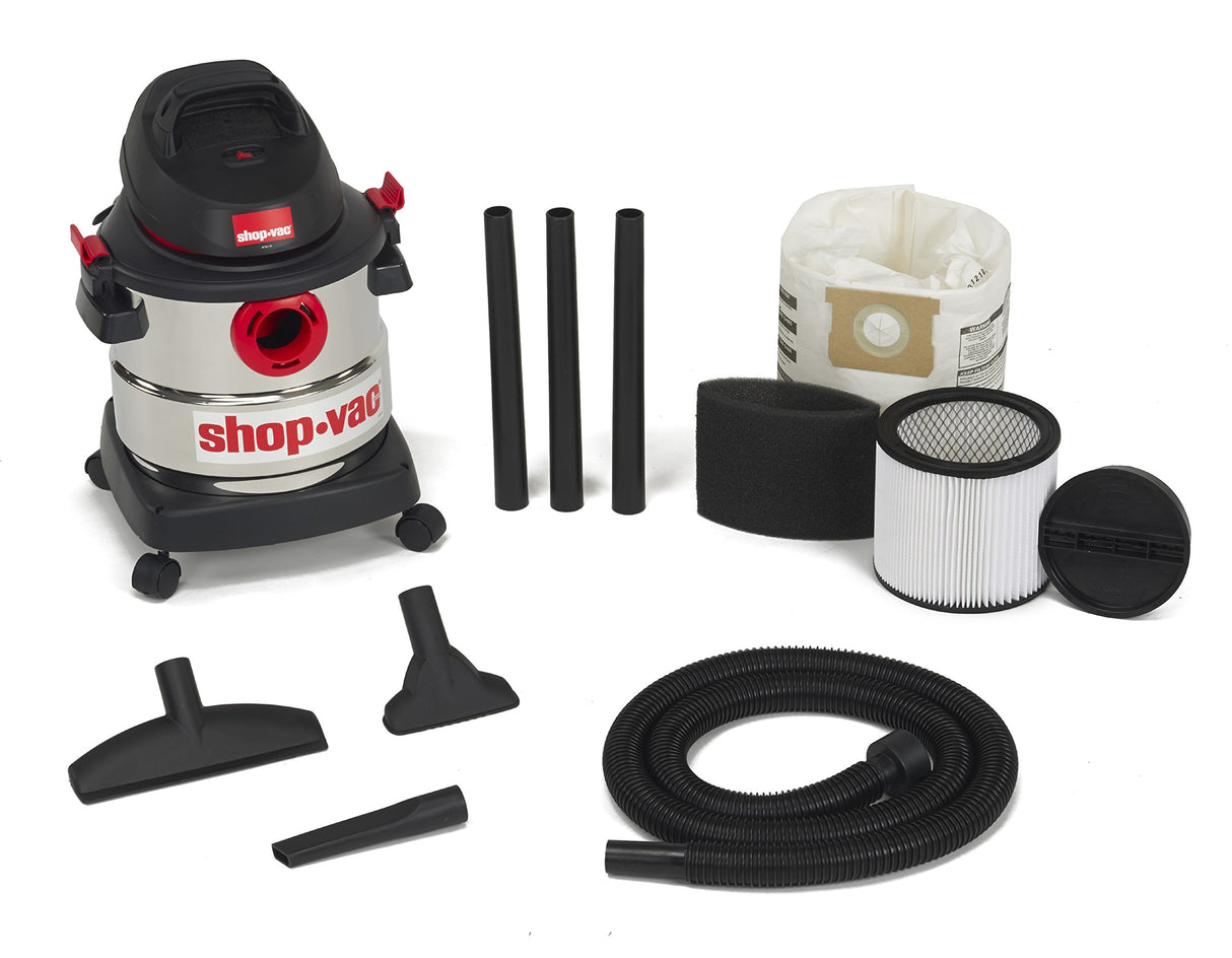 Shop-Vac 5989300 5-Gallon 4.5 Peak HP Stainless Steel Wet Dry Vacuum,Black, Black Shop-Vac