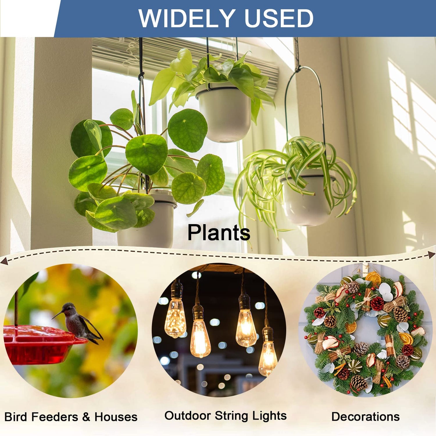 ADIIL 12 PCS String Light Hooks, Q Hanger Hooks with Safety Buckle, Windproof Outdoor Light Hooks for Hanging Patio Lights, Christmas Lights & ADIIL