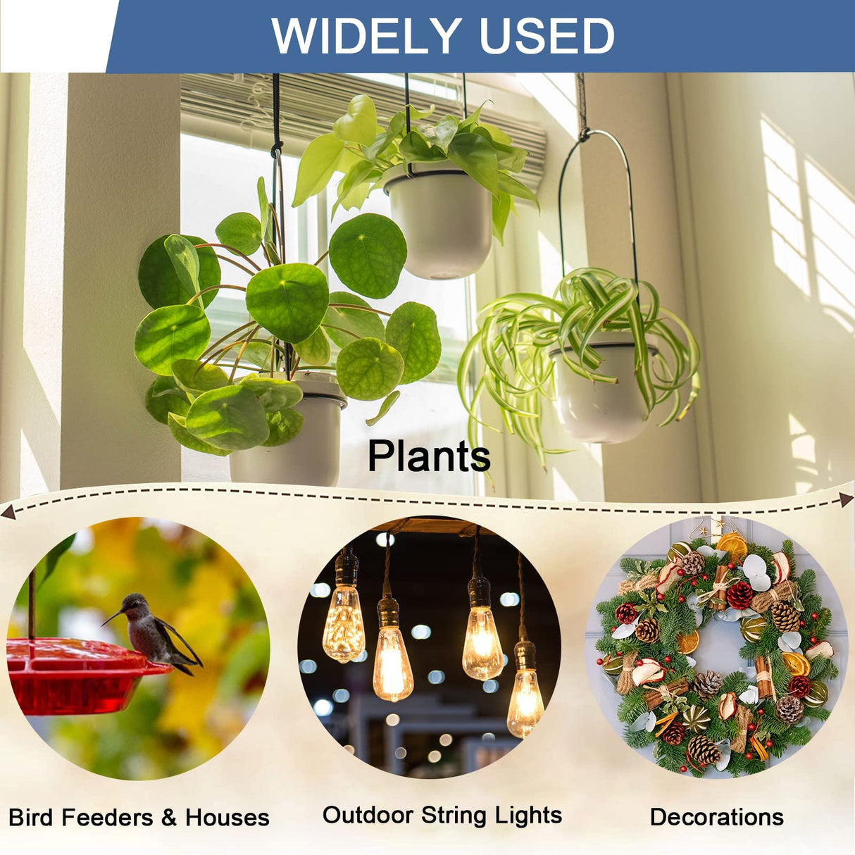 ADIIL 12 PCS String Light Hooks, Q Hanger Hooks with Safety Buckle, Windproof Outdoor Light Hooks for Hanging Patio Lights, Christmas Lights & ADIIL