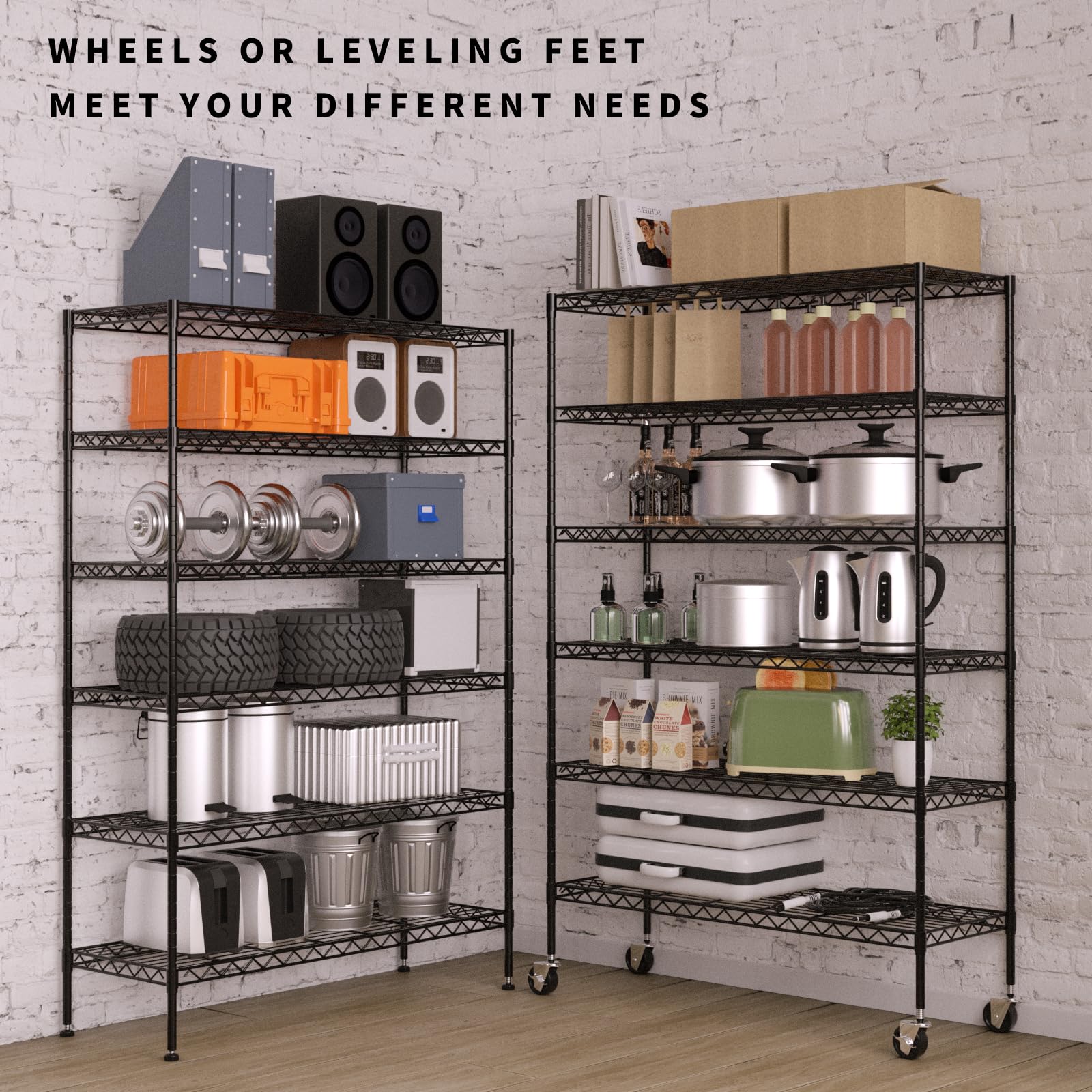 YYkokocat 6-Tier Wire Shelving Unit 2100Lb Capacity Adjustable Storage Shelves Heavy Duty Storage Rack with Wheels NSF Metal Shelf for Closet Kitchen - WoodArtSupply