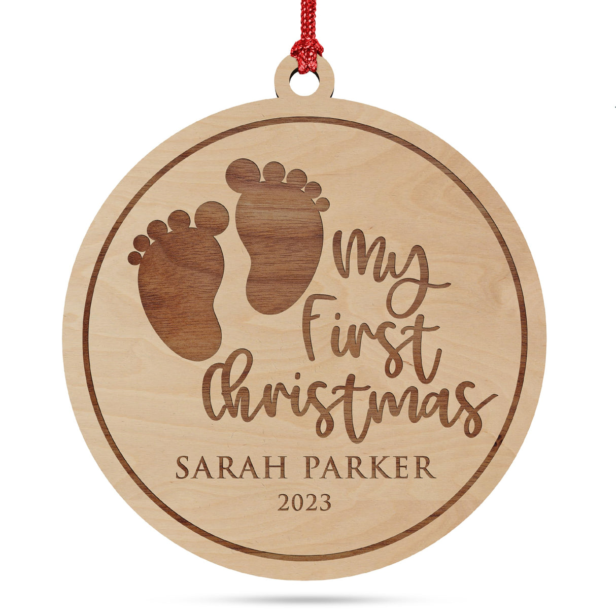 Personalized Baby's First Christmas Ornament 2023, Engraved Baby's Footprint with Custom Name & Date, Customized Baby's 1st Xmas Ornament for Baby USA Custom Gifts