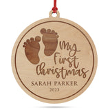 Personalized Baby's First Christmas Ornament 2023, Engraved Baby's Footprint with Custom Name & Date, Customized Baby's 1st Xmas Ornament for Baby USA Custom Gifts